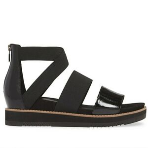 Eileen Fisher Klay Strappy Sandal Black Patent Leather Size 7